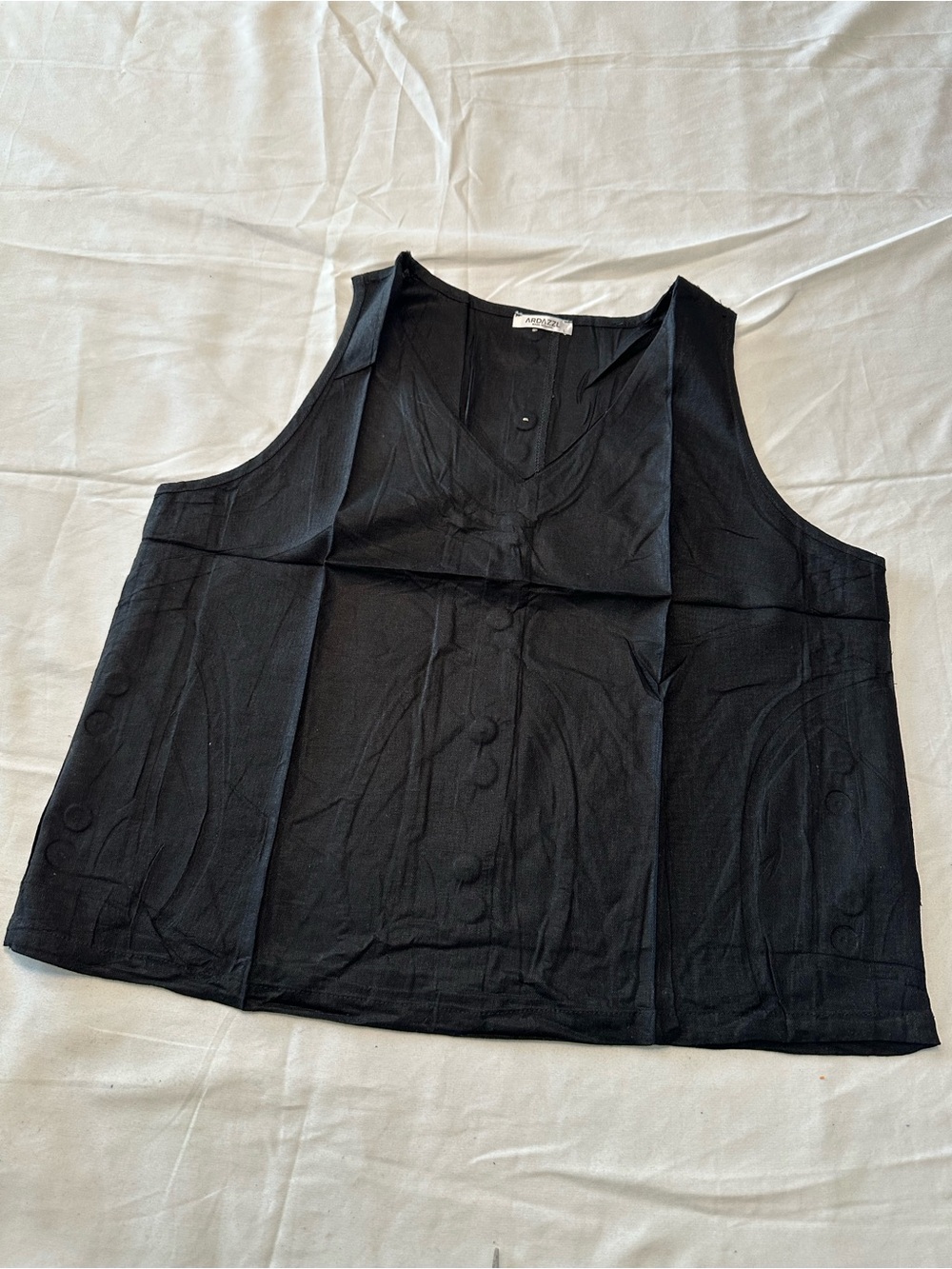 Women's Black V-Neck Button-Front Tank Top